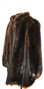 Vintage 80's Jordache Brown Faux Fur Jacket USA Long Sleeve Coat Sz L Acrylic - Picture 1 of 14