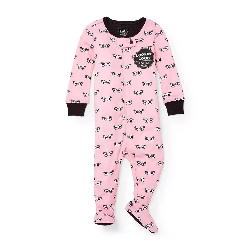 B8!¡GUAU! Pijama para dormir NUEVO CON ETIQUETAS 12-18M The Children's Place Girls ROSA OJOS GOOGLY Foto 1 de 4