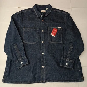 Levi Strauss Utility Shirt Jacket Mens 2XL Blue Denim Snap Closure Side Pockets - Picture 1 of 11