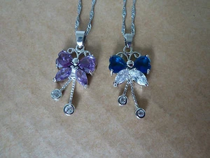 Collar/colgante/cadena (mariposa) de moda de plata de ley 925 (chapado) 2x colores - Imagen 1 de 12