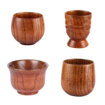 Wood Cups Japanese Style Cup Beer Coffee Mug Natural Solid Wood Cup - Image 1 of 4