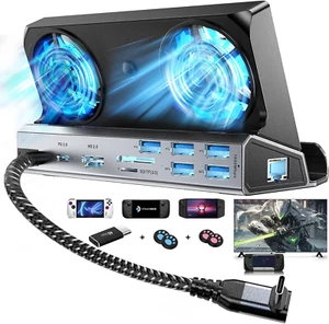 Dual Cooling Fans 13 in 1 Steam Deck Docking Station with 4K@60Hz 5 USB Ports,10 - Picture 1 of 12