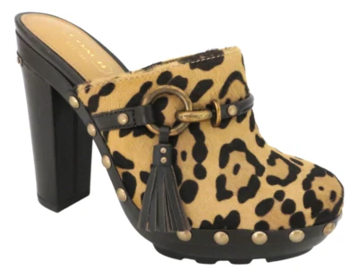 New Coach Rana Ocelot Leopard Brown Animal Print Calf Hair Platform Clog Heels - Image 1 of 4