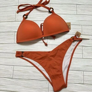 VS ROSA NARANJA TRIÁNGULO PUSH UP TOP TALLA MEDIANA ANILLO BIKINI PARTE INFERIOR TALLA GRANDE NUEVO CON ETIQUETAS - Imagen 1 de 9