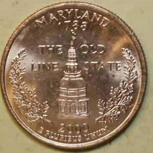 0,25 $ 2000-P Maryland State Quarter Stempelglanz aus Münzrolle - Bild 1 von 2