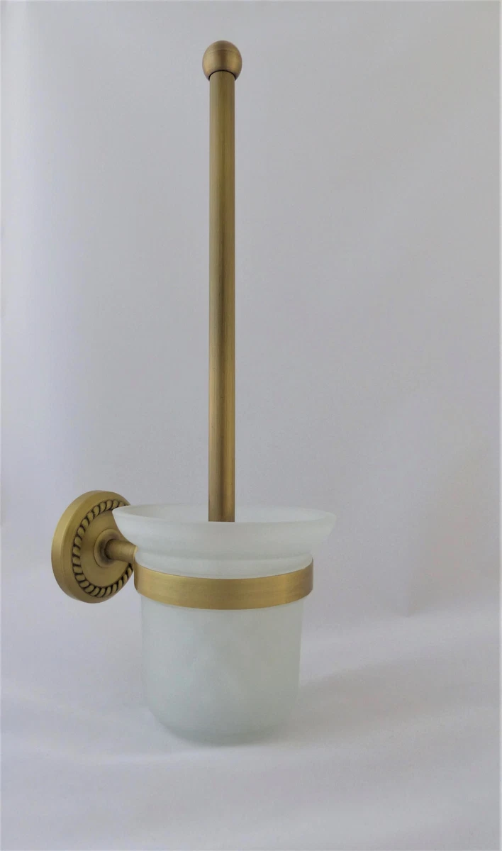 Baoblaze WC-Bürstenhalter Aus Messing – Inkl. Weißer Keramik-Tasse, Retro Design, 37,5x14 Cm