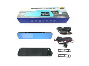 Specchietto Retrovisore Auto Doppia Lente Dashcam 4,3" Dvr con Telecamera Retro - Foto 1 di 3