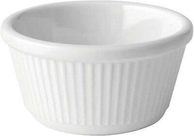 Fluted White Round Ramekin For Serving Souffle Creme Brulee 4oz(12cl) Pack Of 12 • 25.95£