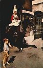 VINTAGE POSTCARD YOUNG BOY BESIDE MOUNTED GUARD WHITEHALL LONDON UK c. EARLY 197