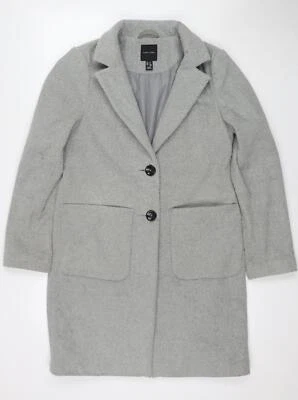 New Look Womens Grey Pea Coat Size 8 Button - Image 1 of 4