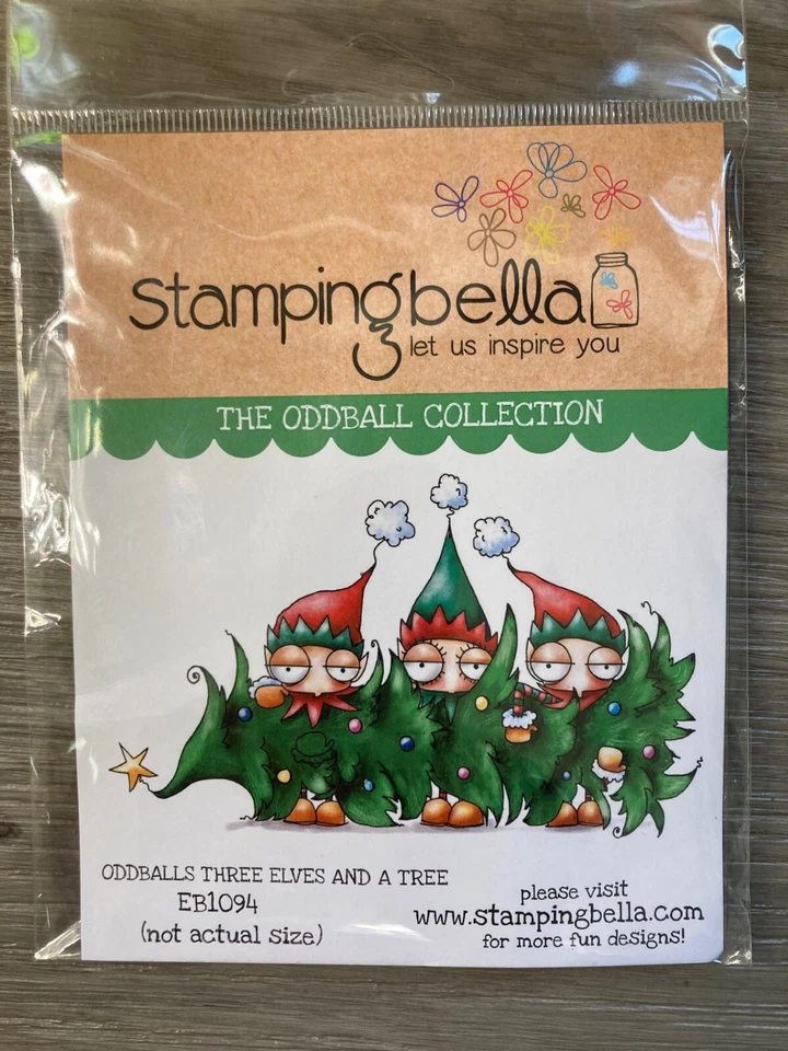 Stamping Bella Cling Rubber Stamp Mini Oddballs Three Elves and a tree EB1094 - Image 1 of 1