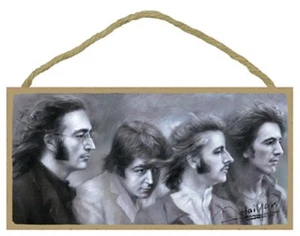 The Beatles (black and white portrait) Artist Haiyan 10 "x 5" NEW Wood Sign 410 - Picture 1 of 3