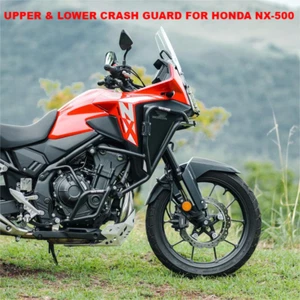 "UPPER & LOWER CRASH GUARD, BLACK" FIT FOR HONDA NX-500 - Picture 1 of 4