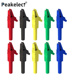 Insulated Alligator Crocodile Clips with 4mm Banana Jack Socket 300V 15A 10 Pack - Picture 1 of 7