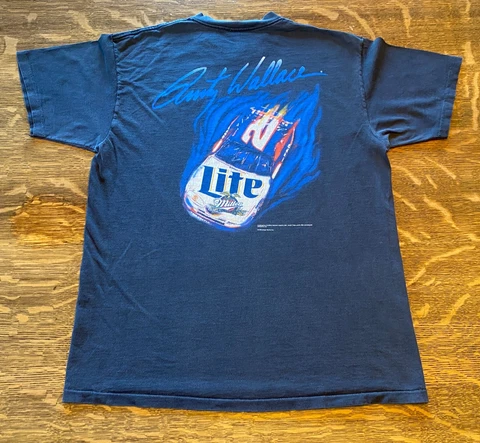 VTG 1996 RUSTY WALLACE NASCAR MILLER LITE TSHIRT BLACK PENSKE MEN'S LARGE #307 Cover