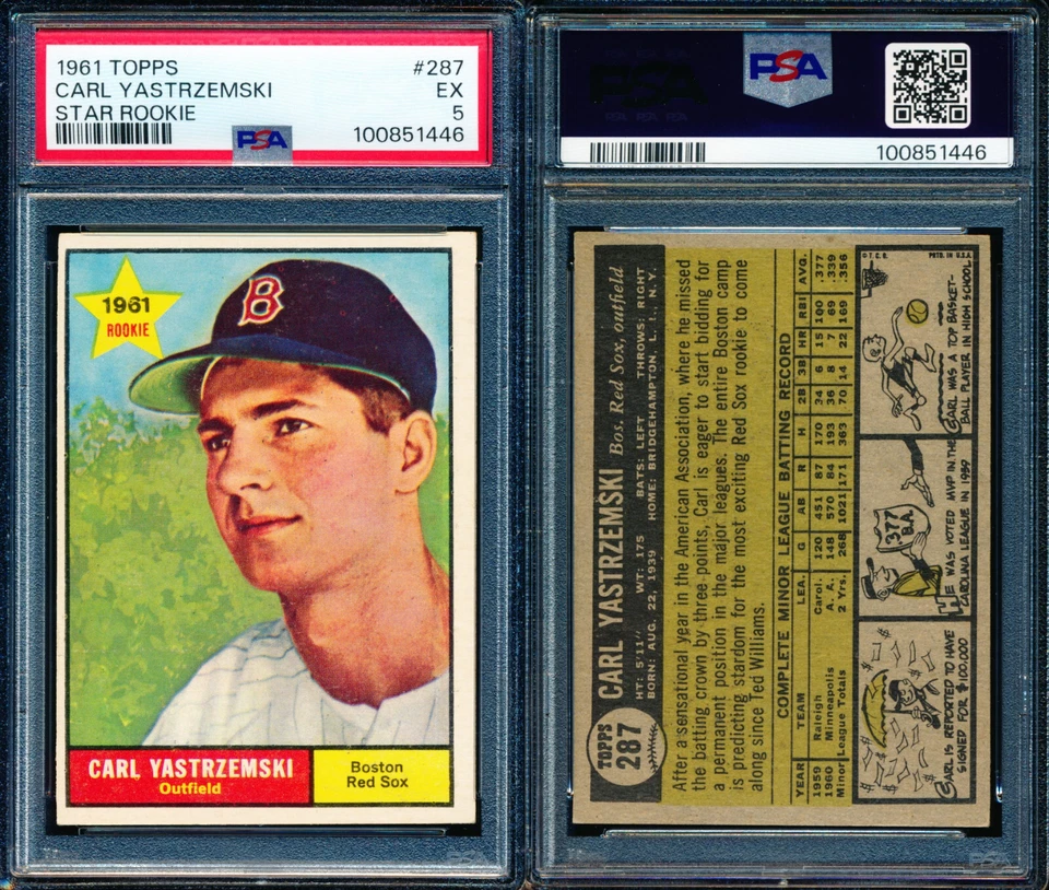 1961 Topps #287 Carl Yastrzemski - Star Rookie - PSA 5 - Boston Red Sox HOF - Image 1 of 1