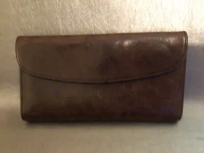 Coach Vintage Brown Leather Trifold Wallet & Checkbook Cover • 47€