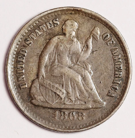 1868-s Liberty Seated Half Dime.  XF Detail.  155321 Cover