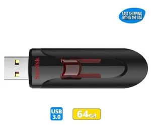 Sandisk Cruzer Glide 64GB 3.0 Flash Drive USB Thumb Drive - Picture 1 of 6