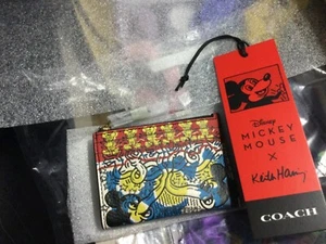 NWT Coach x Keith Haring Disney Mickey Mouse Mini Skinny ID Case Leather - C7434 - Picture 1 of 4