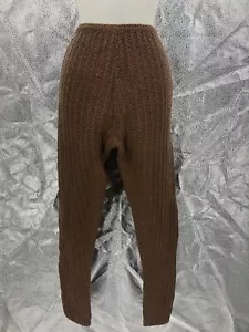 Homemade Knitted/Crocheted Brown Thick Winter Long Pants Rare Size M? - Picture 1 of 7
