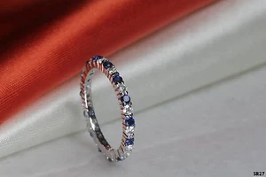 Blau CZ 3,3 kt Sterlingsilber 925 nickelfrei Jubiläum Ewigkeit Band - Bild 1 von 4