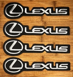 Lexus Logo Embroidered Patch Set of 4 – Black and Silver Car Emblems 8x2 Inches - Picture 1 of 2