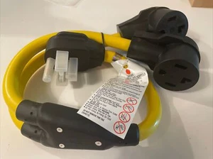 Dryer 14-30P ANGLED PLUG Y-SPLITTER TWO 14-30R ANGLED RECEPTACLES 2.5 Ft RV - Picture 1 of 3