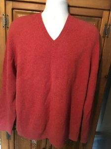 Suéter Brooks Brothers Sienna rojo 100 % lana de cordero escocesa cuello en V para hombre talla XL - Imagen 1 de 3