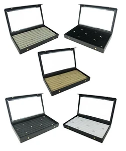 Jewellers Ring Roll Display Presentation Storage Case with Clear Press Stud Lid - Picture 1 of 6