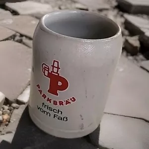 Vintage Parkbrau frisch vom FaB Stoneware Beer Stein Mug German 0.5 L 70s 80s - Picture 1 of 7