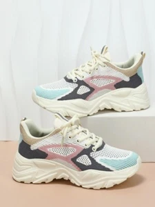 2024 New Summer Sporty Low Top Lace Up Athletic Chunky Sneakers, Lightweight Bre - Picture 1 of 5
