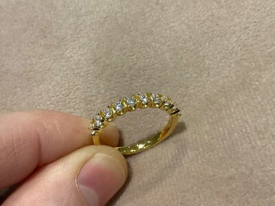 Anel Half Eternity folheado a ouro 14k 925 tamanho G diamante criado em laboratório 1,16 quilates - Imagem 1 de 4