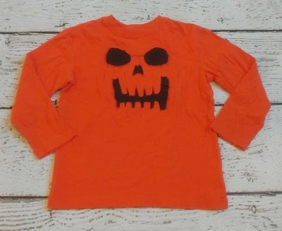 CHILDREN'S PLACE 5 6 5-6 Boys Halloween Pumpkin Skull Long Sleeve Tee Small  5 6 - Image 1 of 2