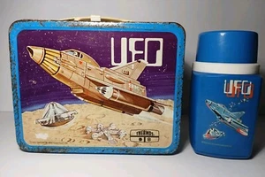 Vintage 1973 Space UFO Metall Lunchbox Thermoskanne King Seeley Thermoskanne Space Shuttle - Bild 1 von 23