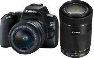 Canon EOS 250D 24,1 MP + 18–55 mm f/3,5–5,6 III + 55–250 IS STM Zoomobjektiv + 16 GB