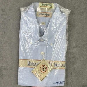 Vintage 70s 80s Chambray Shirt Mens 17.5 XL Blue Button Down Formal Oxford NEW - Picture 1 of 6
