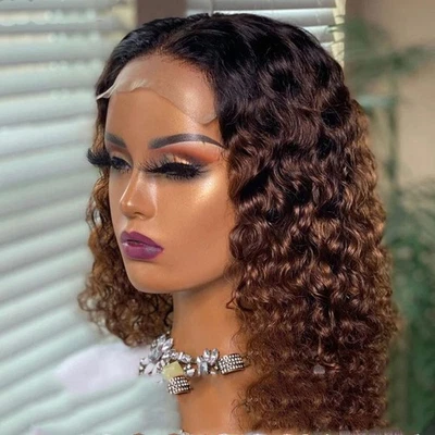 Peluca delantera Doores Perruque Bob encaje Naturelle Cheveux Humains cupé Pixie Brun Foto 1 de 3