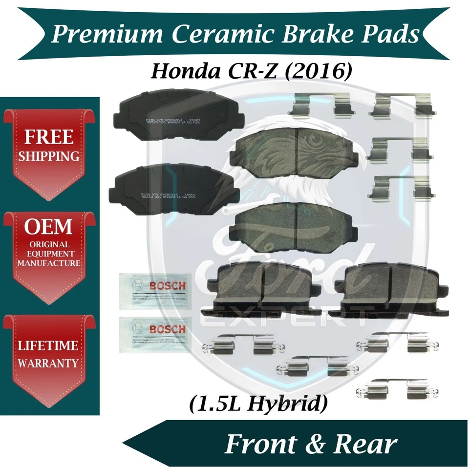 Kit de pastillas de freno delanteras y traseras de cerámica Bosch OEM para Honda CR-Z 2016 9 años de garantía Foto 1 de 4