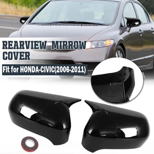 Cubiertas de espejos retrovisores laterales negros brillantes superposiciones para Honda Civic 8º 2006-2011 - Imagen 1 de 14