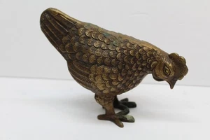 Vintage Heavy Cast brass Chicken Figurine 5-3/4" Tall - Picture 1 of 4