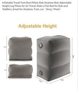 Almohada de reposapiés de viaje inflable, cama de avión para niños, pierna de altura ajustable - Imagen 1 de 7