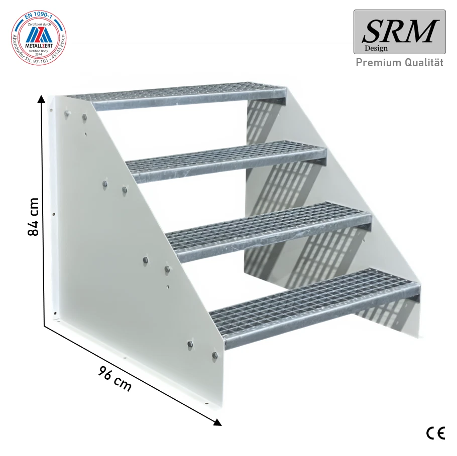 Scala da appoggio scala indipendente 4 gradini bianca, larghezza 60 - 160 cm, altezza 84 cm - Immagine 1 di 1