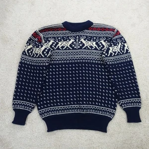 L.L.Bean Wollpullover Herren Medium Navy Nordic Rentier Fair Isle Norway Made 80s - Bild 1 von 13