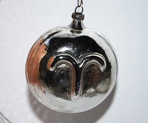 alter Christbaumschmuck aus Glas, silbernes Formteil Jul Kugel-2 - Picture 1 of 2
