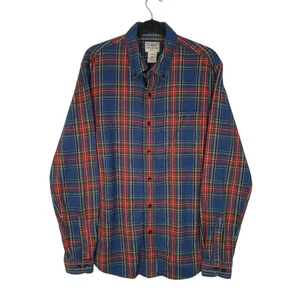 L.L.BEAN blau kariertes Hemd dick Flanell kariert Langarm Baumwolle Herren M - Bild 1 von 4