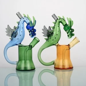 Pipa tabacco bong vetro 7" acqua narghilè drago narghilè fumo gorgogliatore pipe - Foto 1 di 5