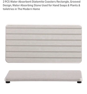 2 Pezzi Sottobicchieri Diatomite Assorbenti Acqua Rettangolari, Design Scanalato - Foto 1 di 10