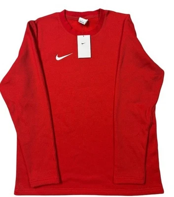 Camisa de malha Nike waffle masculina LG vermelha branca gola redonda térmica peso pesado dv6750-657 - Imagem 1 de 4