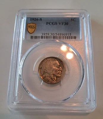 1926-S Buffalo Nickle PCGS VF30 Gold Shield - Image 1 of 2